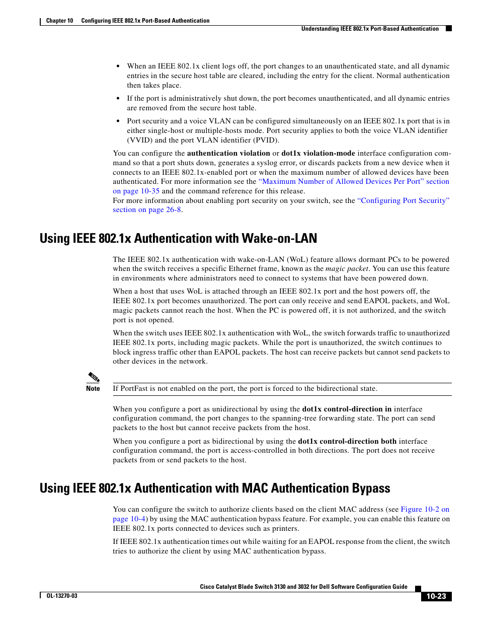 Using ieee 802.1x authentication with wake-on-lan | Dell POWEREDGE M1000E User Manual | Page 285 / 1316