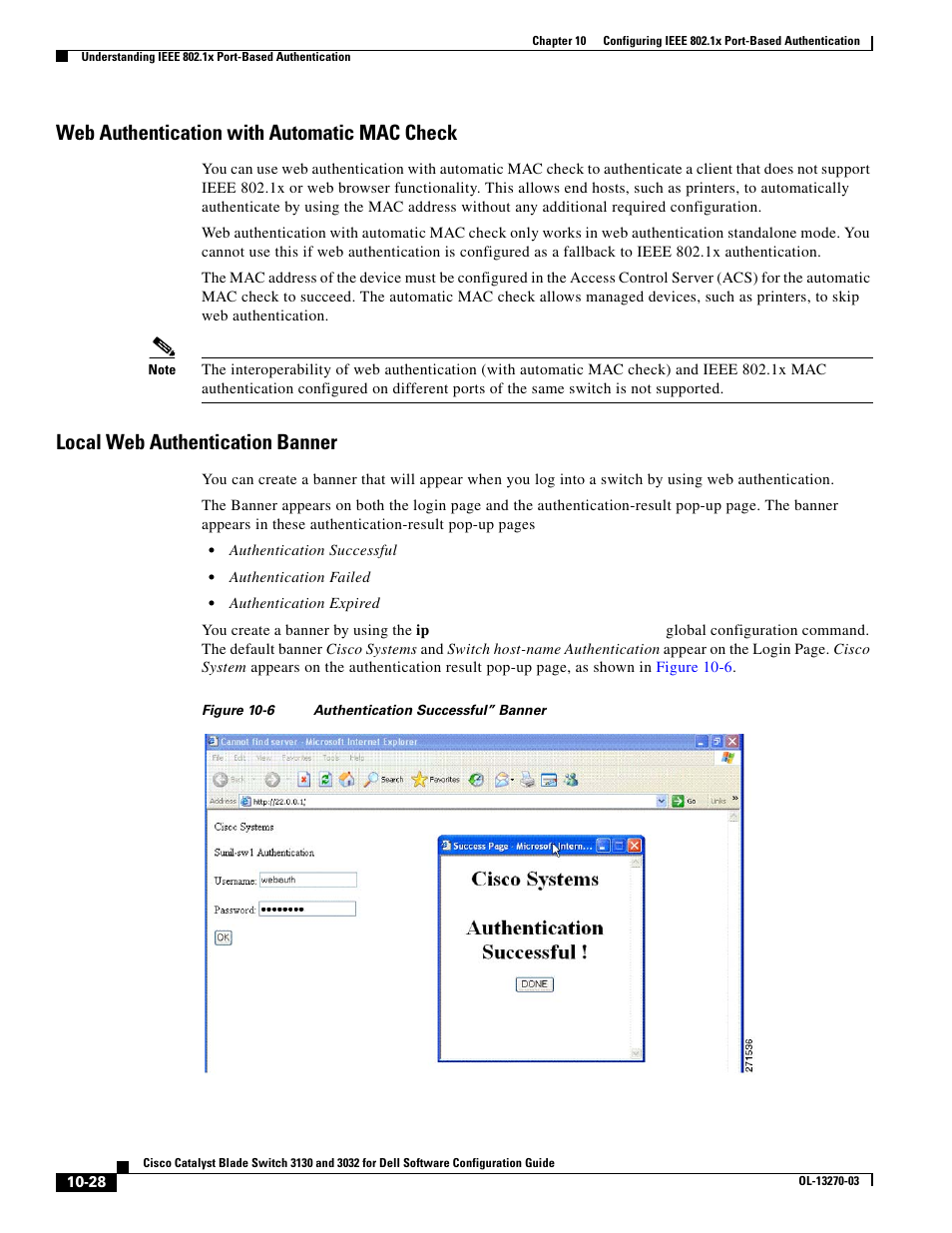 Web authentication with automatic mac check, Local web authentication banner | Dell POWEREDGE M1000E User Manual | Page 290 / 1316