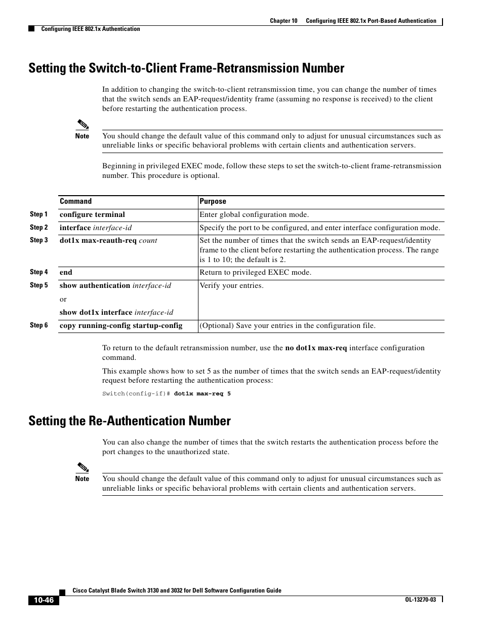 Setting the re-authentication number | Dell POWEREDGE M1000E User Manual | Page 308 / 1316