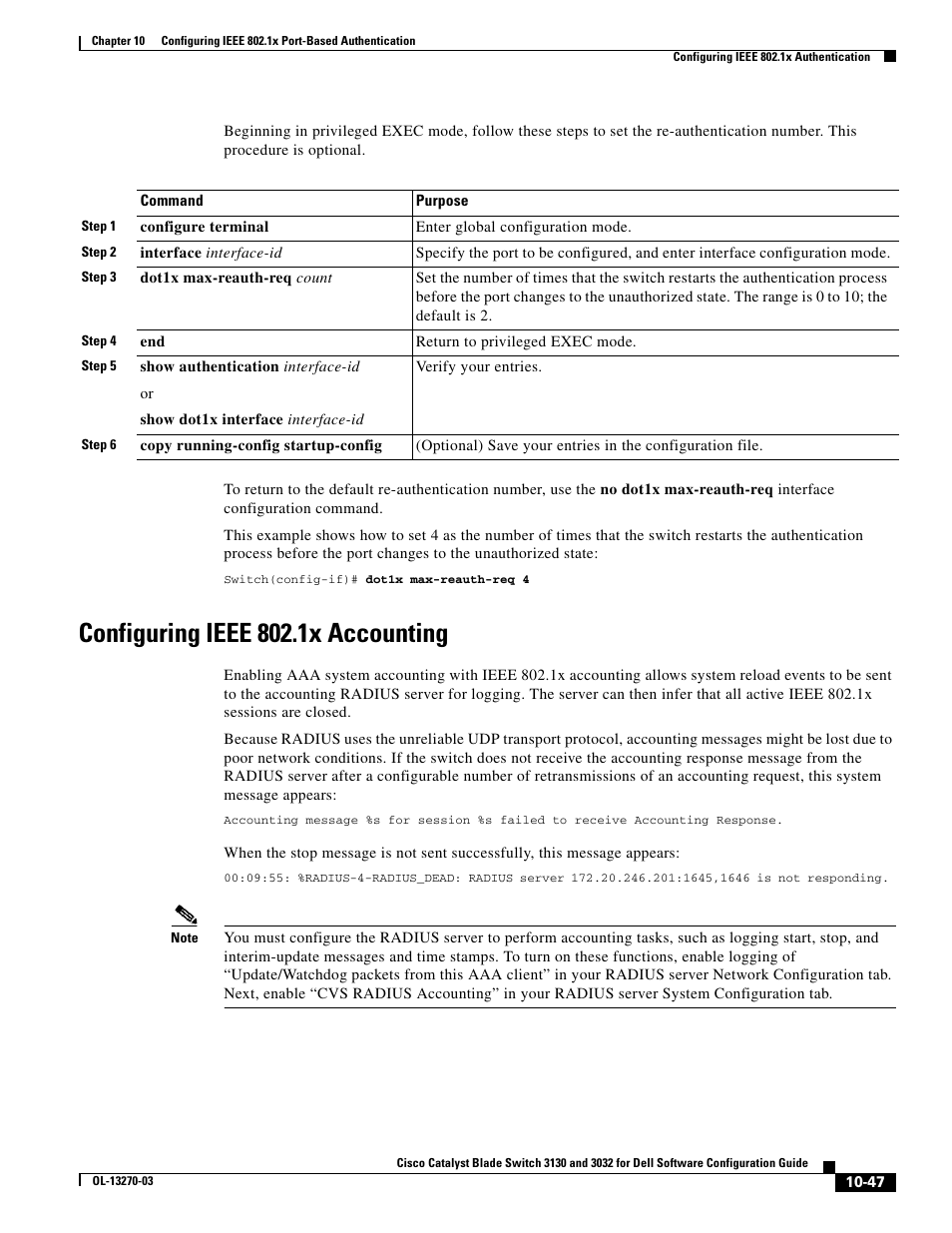 Configuring ieee 802.1x accounting | Dell POWEREDGE M1000E User Manual | Page 309 / 1316