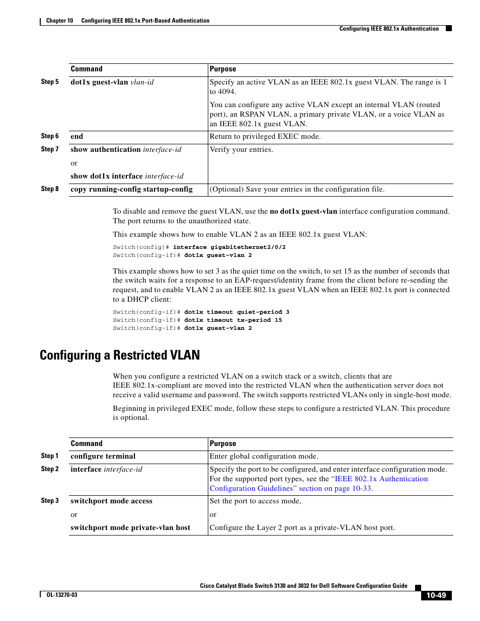 Configuring a restricted vlan | Dell POWEREDGE M1000E User Manual | Page 311 / 1316