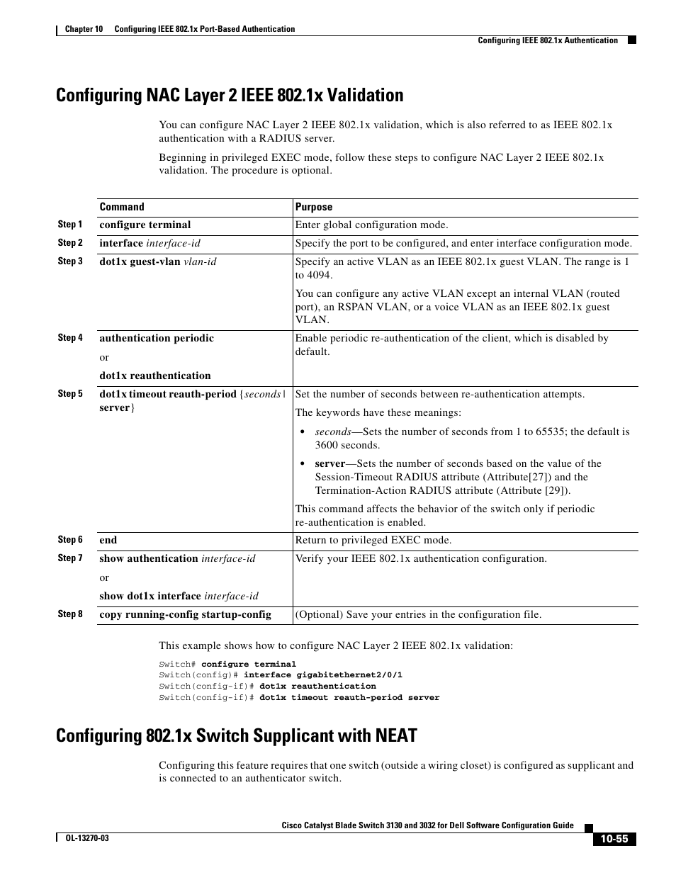 Configuring nac layer 2 ieee 802.1x validation, Configuring 802.1x switch supplicant with neat, Configuring nac layer 2 ieee 802.1x | And the | Dell POWEREDGE M1000E User Manual | Page 317 / 1316