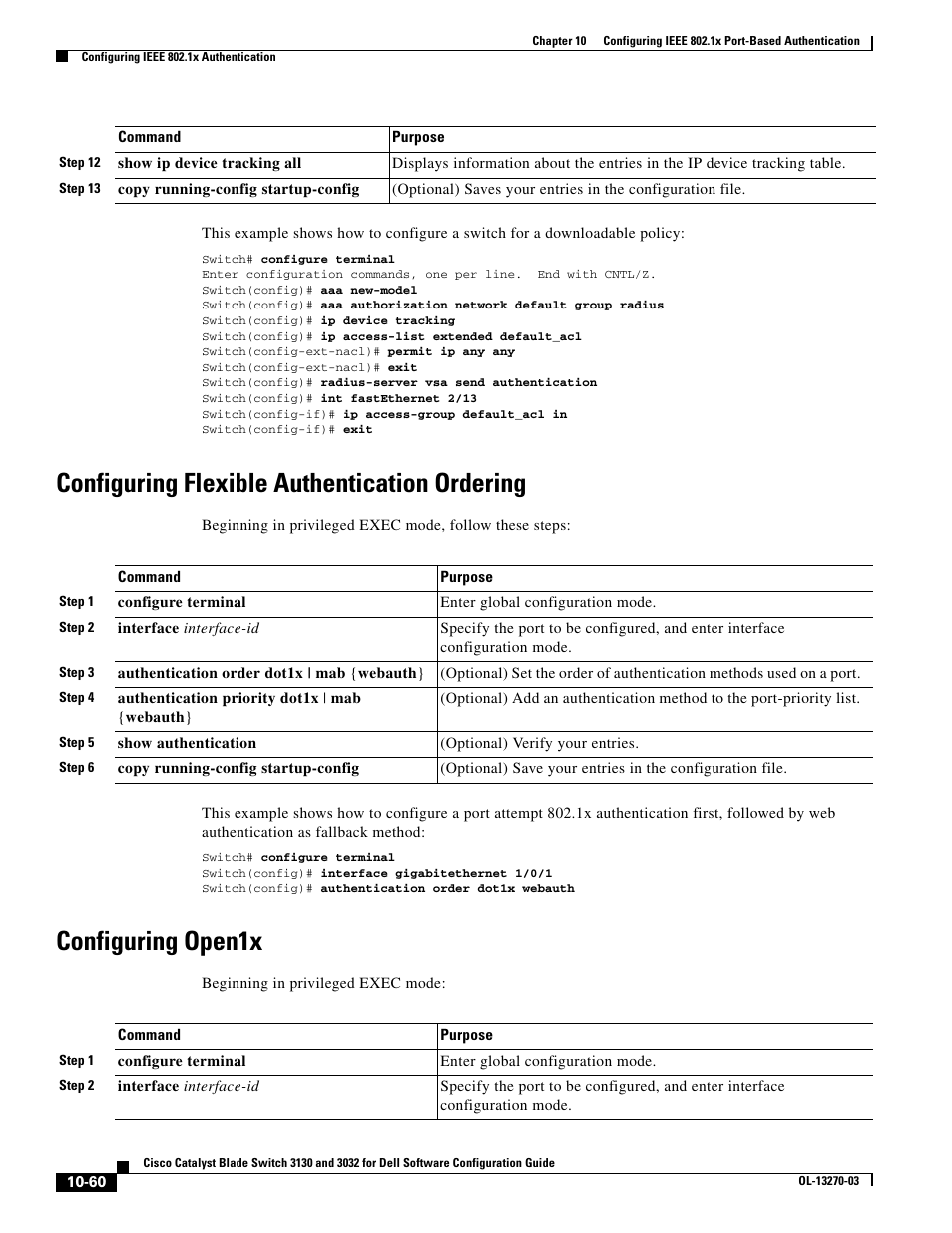 Configuring flexible authentication ordering, Configuring open1x, Configuring flexible authentication | Dell POWEREDGE M1000E User Manual | Page 322 / 1316