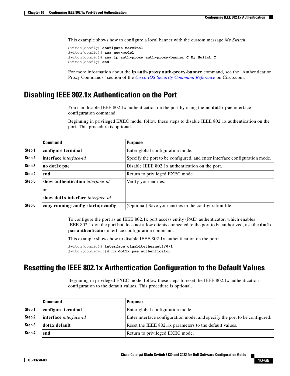 Disabling ieee 802.1x authentication on the port | Dell POWEREDGE M1000E User Manual | Page 327 / 1316