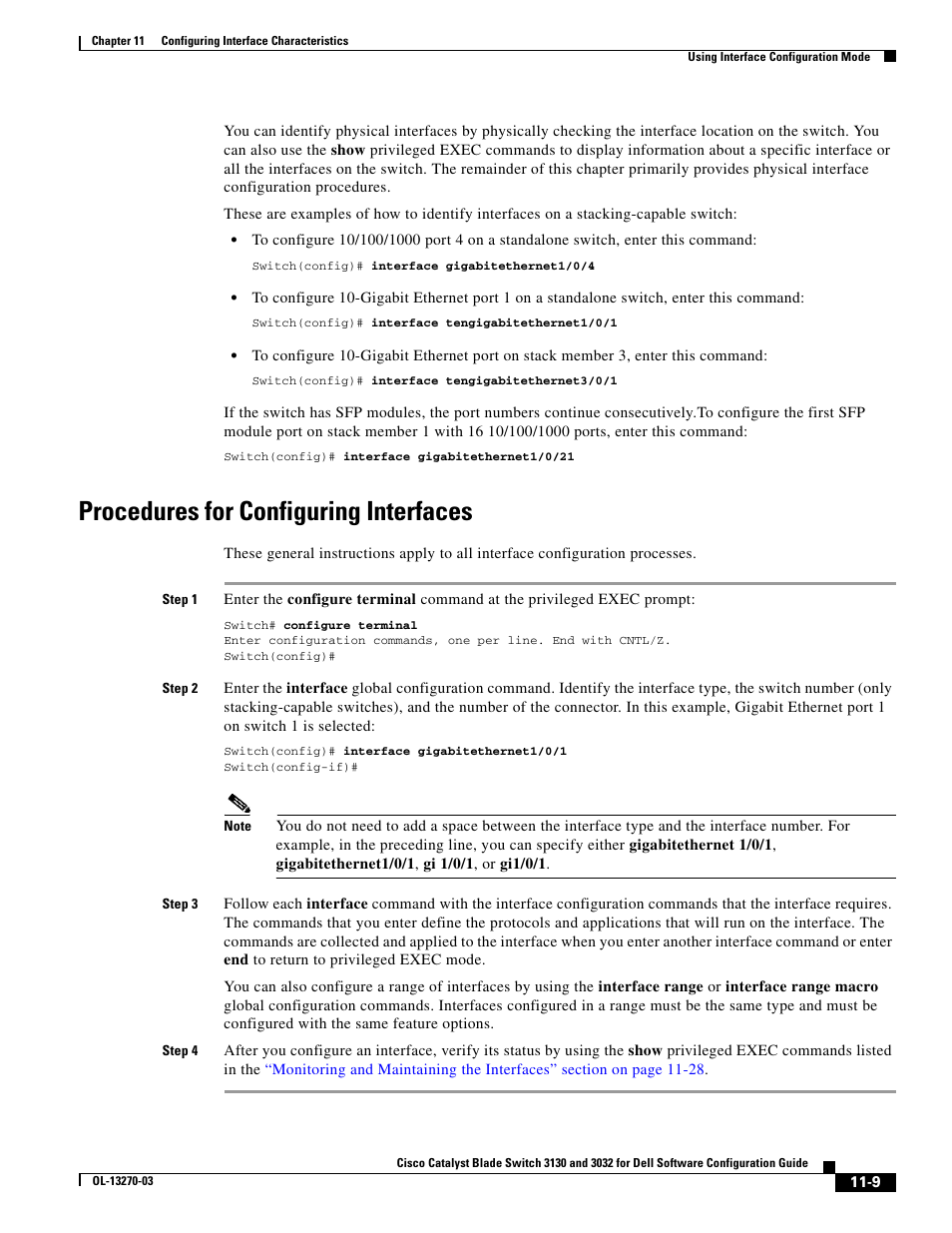 Procedures for configuring interfaces | Dell POWEREDGE M1000E User Manual | Page 337 / 1316