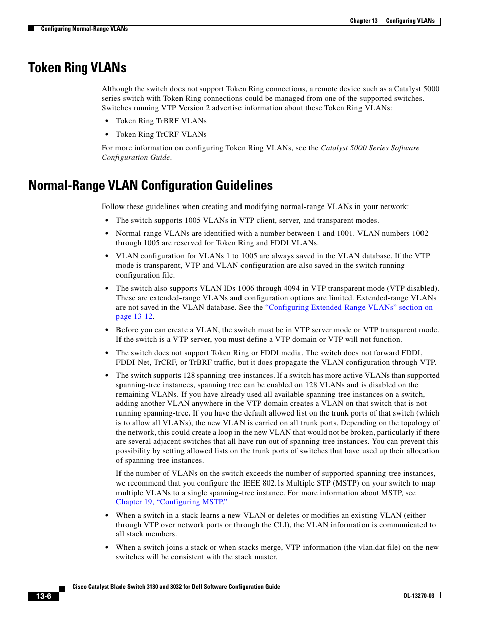 Token ring vlans, Normal-range vlan configuration guidelines, Normal-range | Dell POWEREDGE M1000E User Manual | Page 372 / 1316