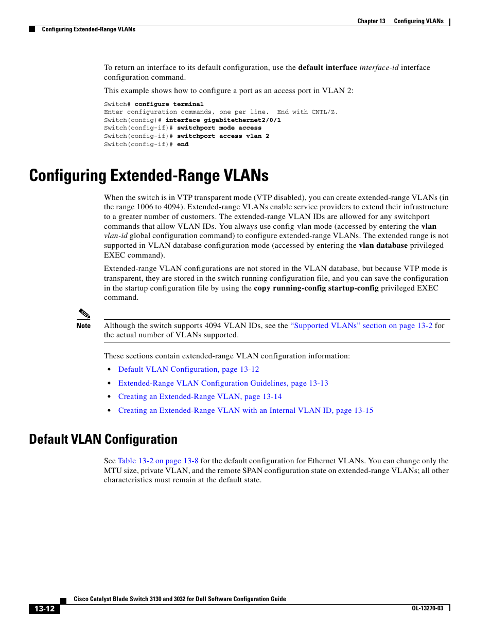 Configuring extended-range vlans, Default vlan configuration, Configuring | Configuring extended-range vlans” section on | Dell POWEREDGE M1000E User Manual | Page 378 / 1316