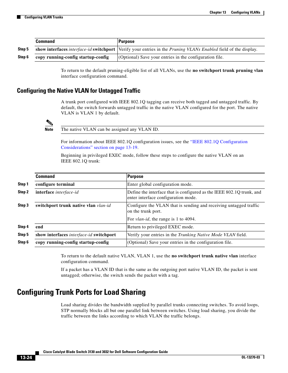 Configuring the native vlan for untagged traffic, Configuring trunk ports for load sharing | Dell POWEREDGE M1000E User Manual | Page 390 / 1316