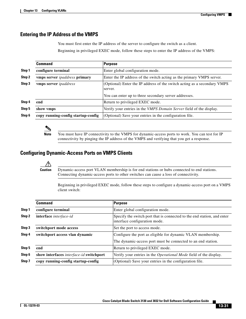 Entering the ip address of the vmps, Configuring dynamic-access ports on vmps clients, Configuring | Dell POWEREDGE M1000E User Manual | Page 397 / 1316