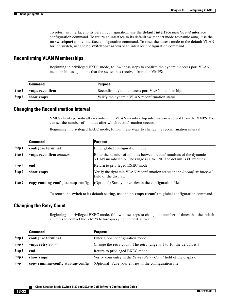 Reconfirming vlan memberships, Changing the reconfirmation interval, Changing the retry count | Dell POWEREDGE M1000E User Manual | Page 398 / 1316