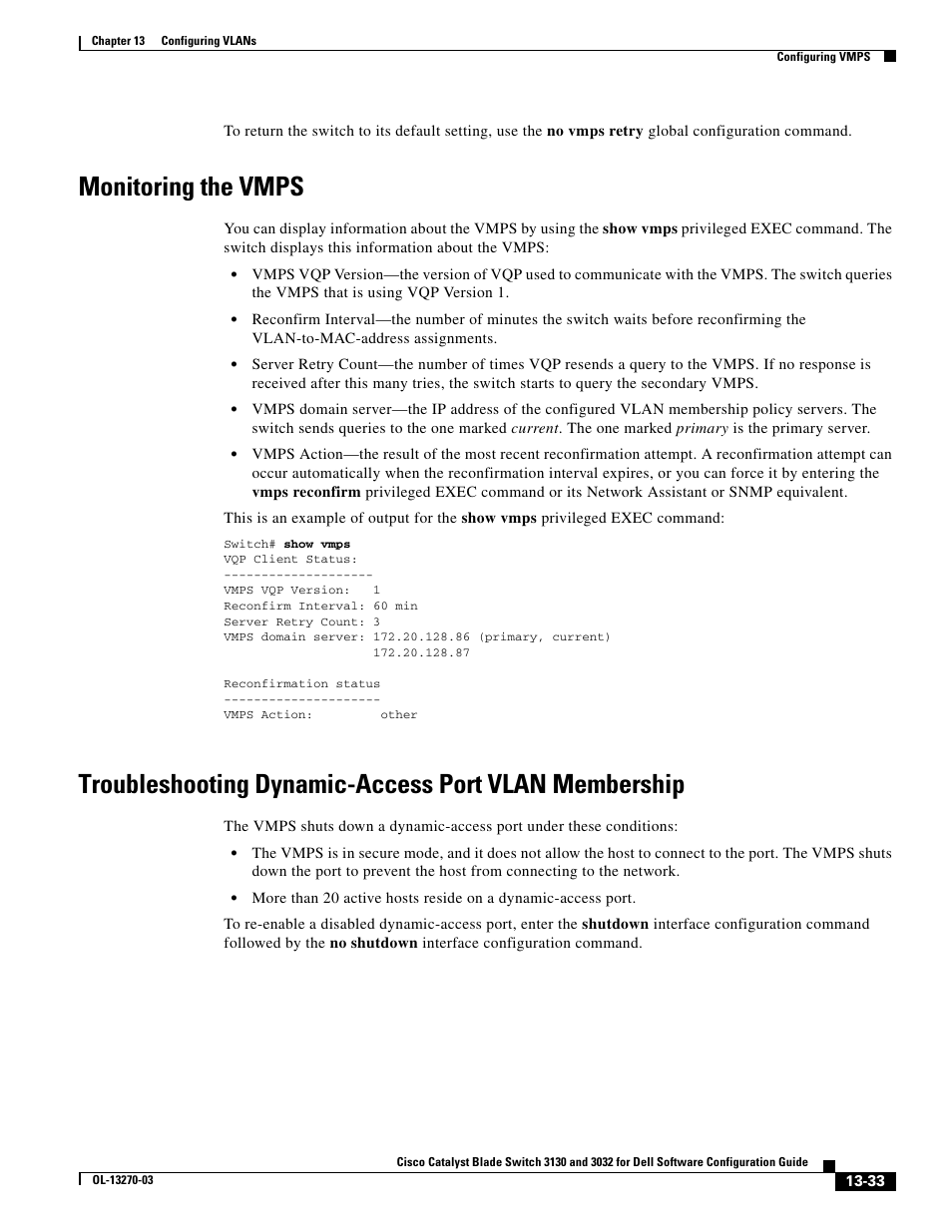 Monitoring the vmps | Dell POWEREDGE M1000E User Manual | Page 399 / 1316