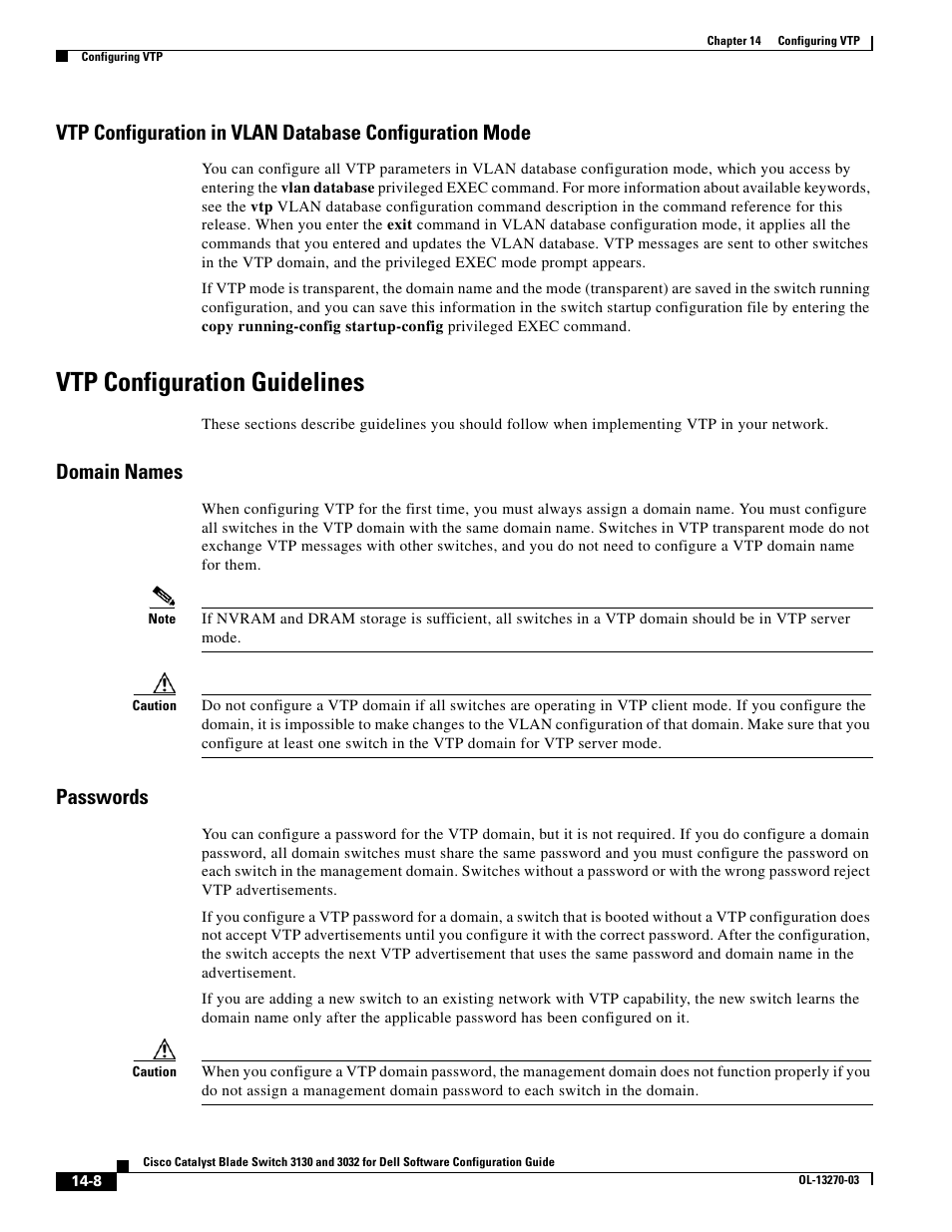 Vtp configuration guidelines, Domain names, Passwords | Dell POWEREDGE M1000E User Manual | Page 408 / 1316