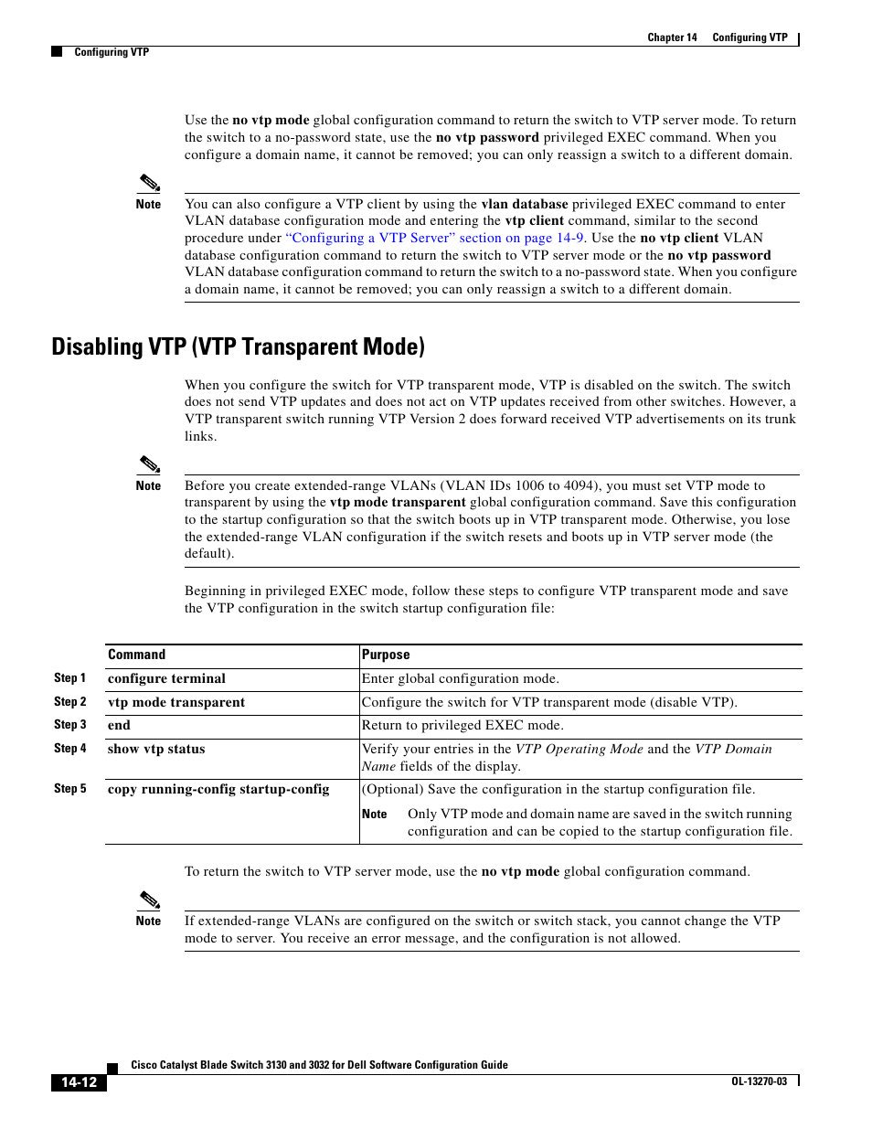 Disabling vtp (vtp transparent mode) | Dell POWEREDGE M1000E User Manual | Page 412 / 1316