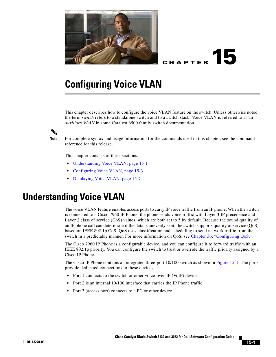 Configuring voice vlan, Understanding voice vlan, C h a p t e r | Chapter 15, “configuring voice vlan | Dell POWEREDGE M1000E User Manual | Page 417 / 1316