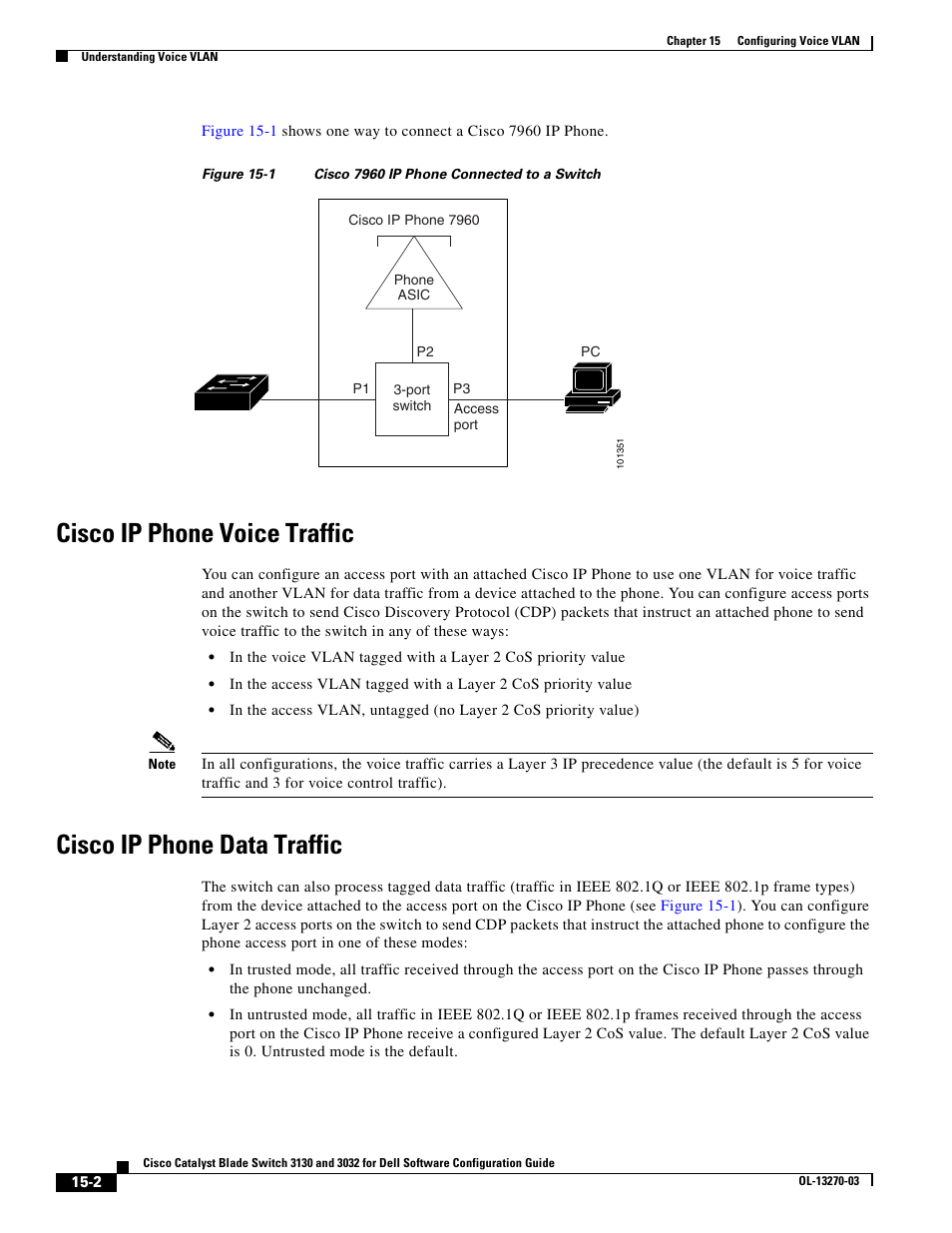 Cisco ip phone voice traffic, Cisco ip phone data traffic, Figure 15-1 | Dell POWEREDGE M1000E User Manual | Page 418 / 1316