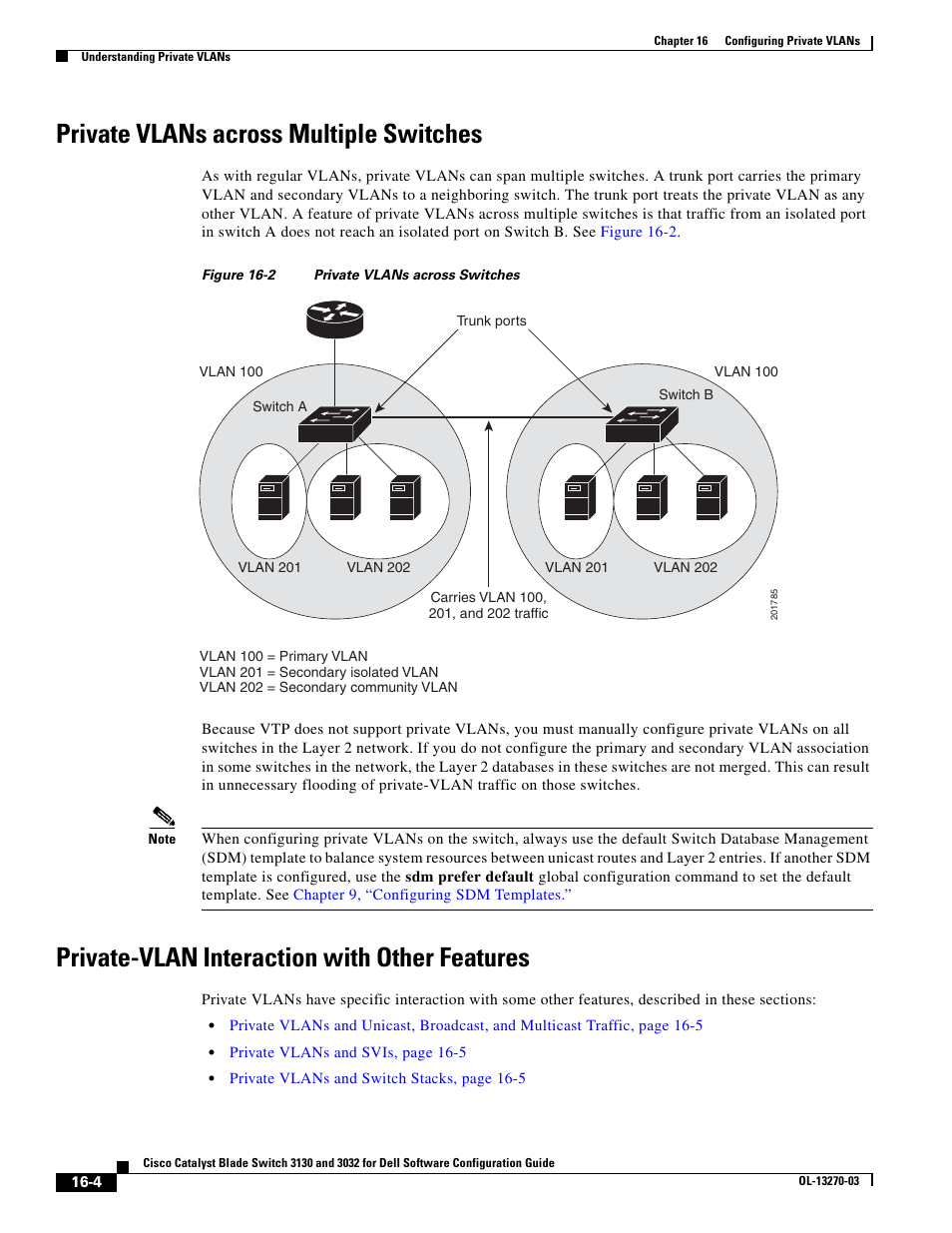 Private vlans across multiple switches, Private-vlan interaction with other features | Dell POWEREDGE M1000E User Manual | Page 428 / 1316