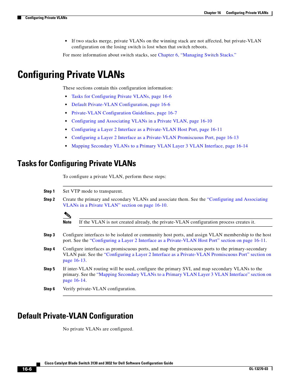 Configuring private vlans, Tasks for configuring private vlans, Default private-vlan configuration | Dell POWEREDGE M1000E User Manual | Page 430 / 1316