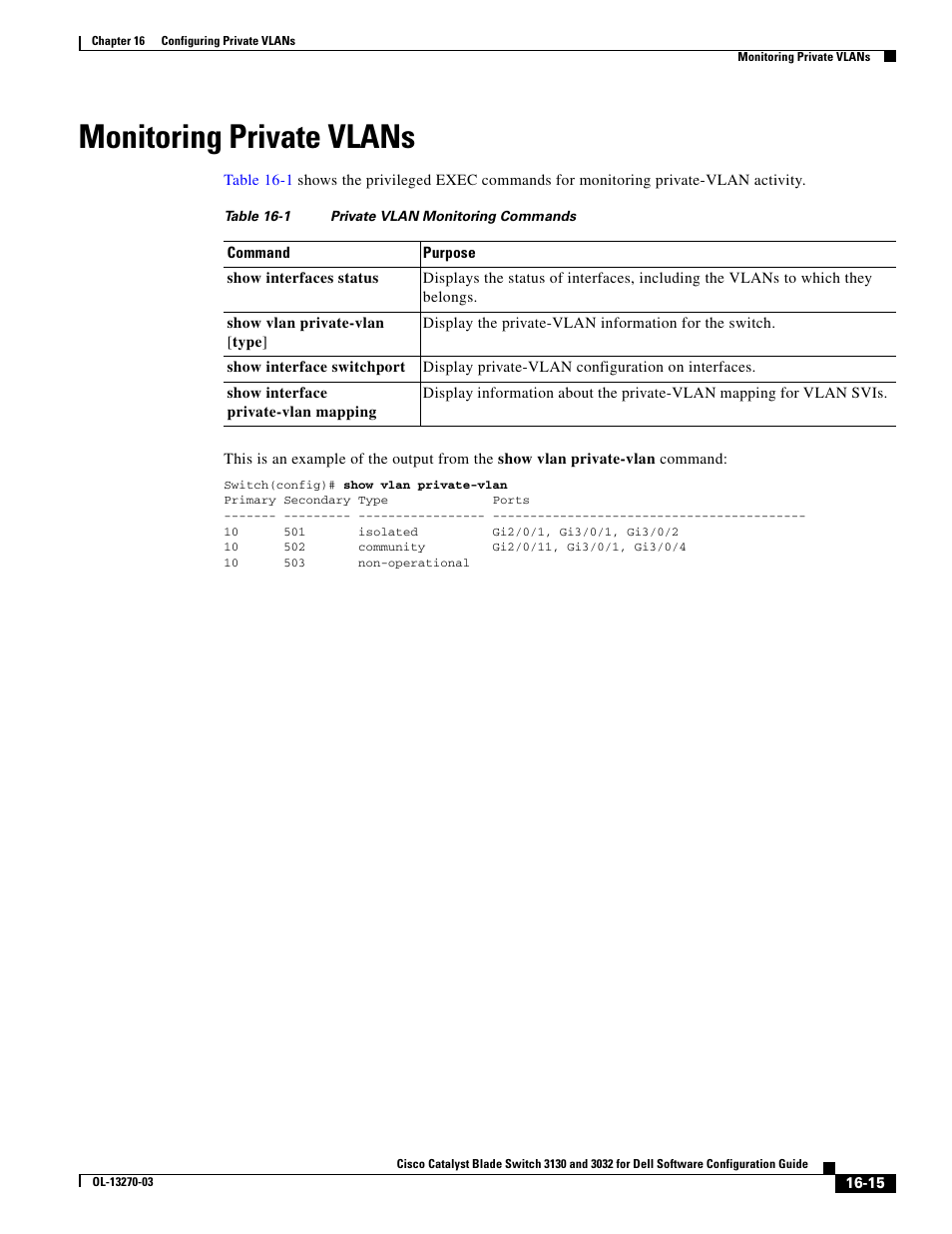 Monitoring private vlans | Dell POWEREDGE M1000E User Manual | Page 439 / 1316