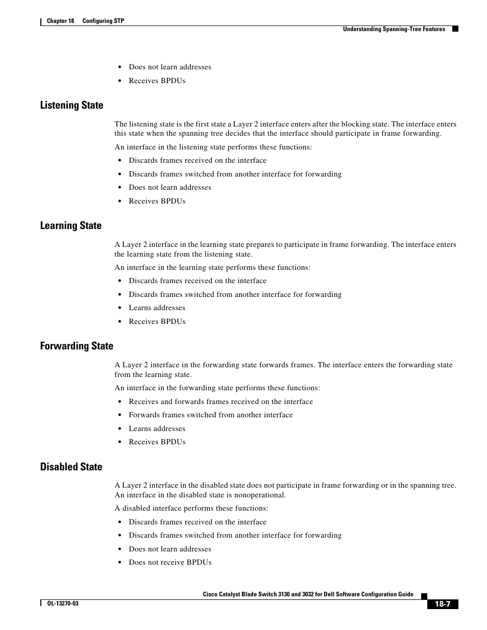 Listening state, Learning state, Forwarding state | Disabled state | Dell POWEREDGE M1000E User Manual | Page 465 / 1316