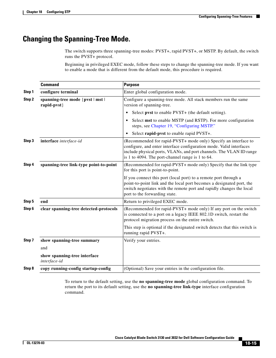 Changing the spanning-tree mode, Required) | Dell POWEREDGE M1000E User Manual | Page 473 / 1316