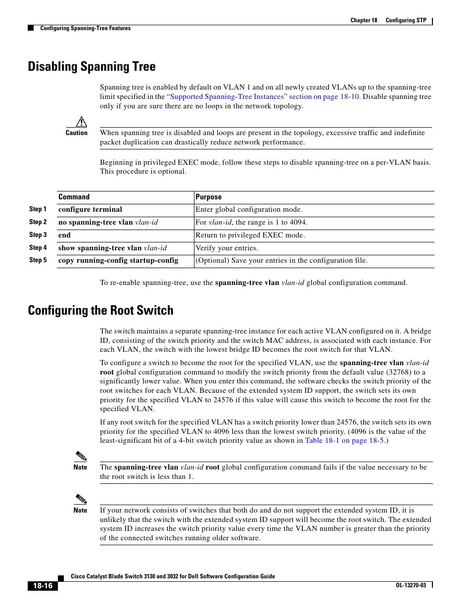 Disabling spanning tree, Configuring the root switch | Dell POWEREDGE M1000E User Manual | Page 474 / 1316