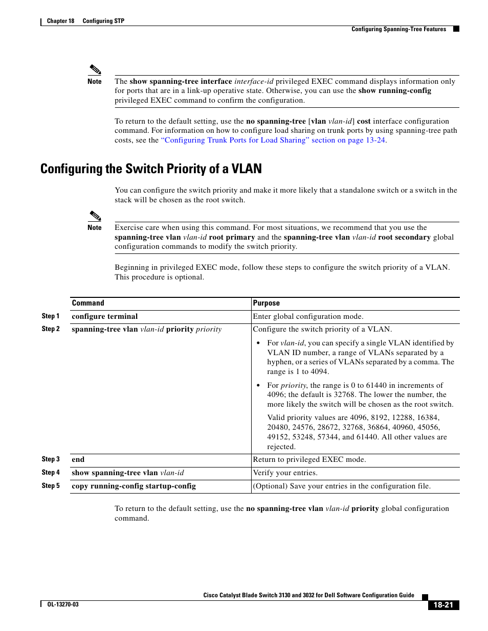 Configuring the switch priority of a vlan, And the | Dell POWEREDGE M1000E User Manual | Page 479 / 1316