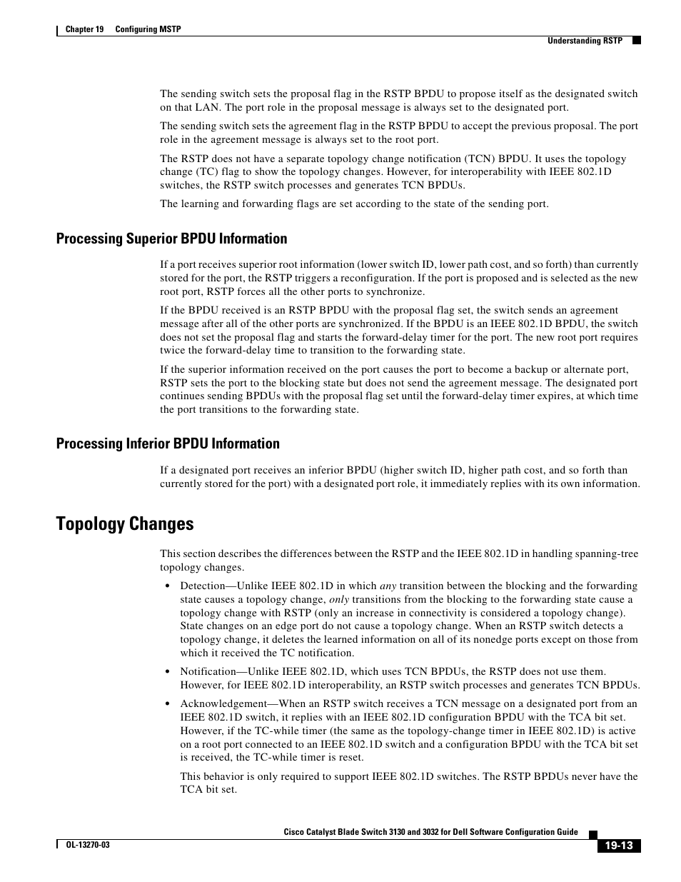 Processing superior bpdu information, Processing inferior bpdu information, Topology changes | Dell POWEREDGE M1000E User Manual | Page 495 / 1316