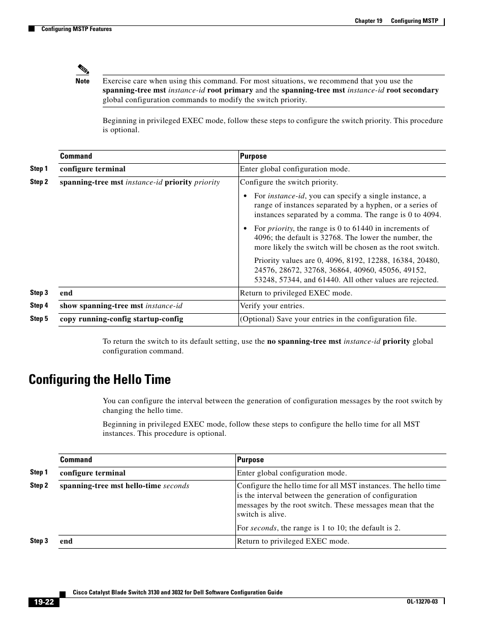 Configuring the hello time | Dell POWEREDGE M1000E User Manual | Page 504 / 1316