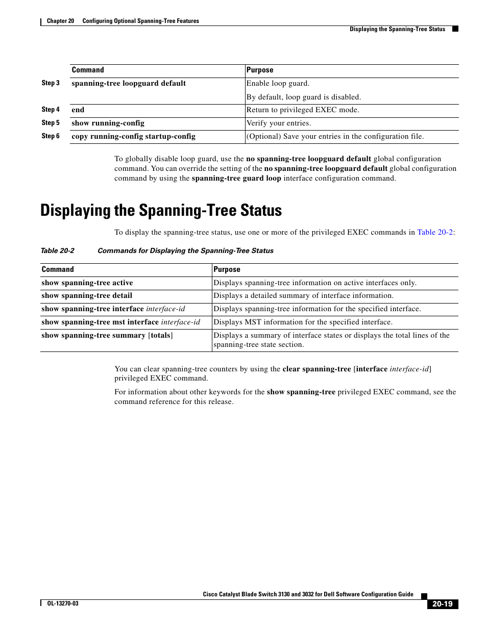 Displaying the spanning-tree status | Dell POWEREDGE M1000E User Manual | Page 527 / 1316