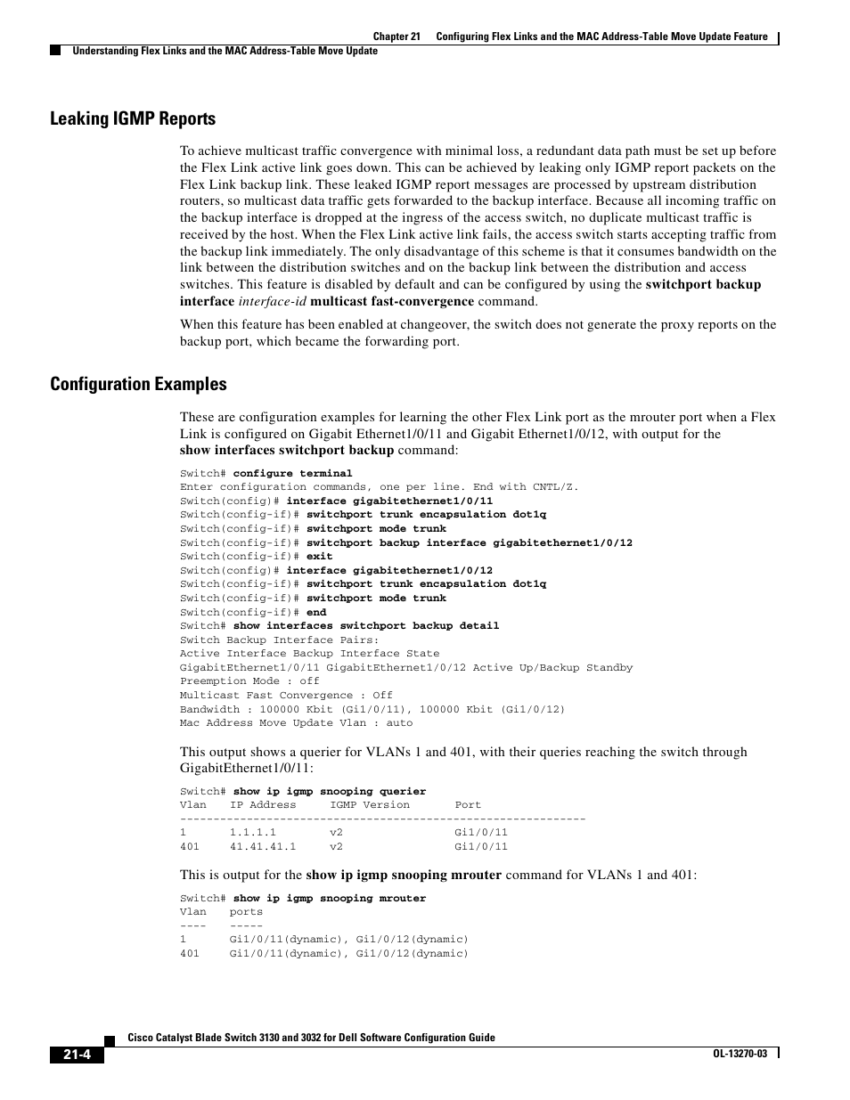 Leaking igmp reports, Configuration examples | Dell POWEREDGE M1000E User Manual | Page 532 / 1316