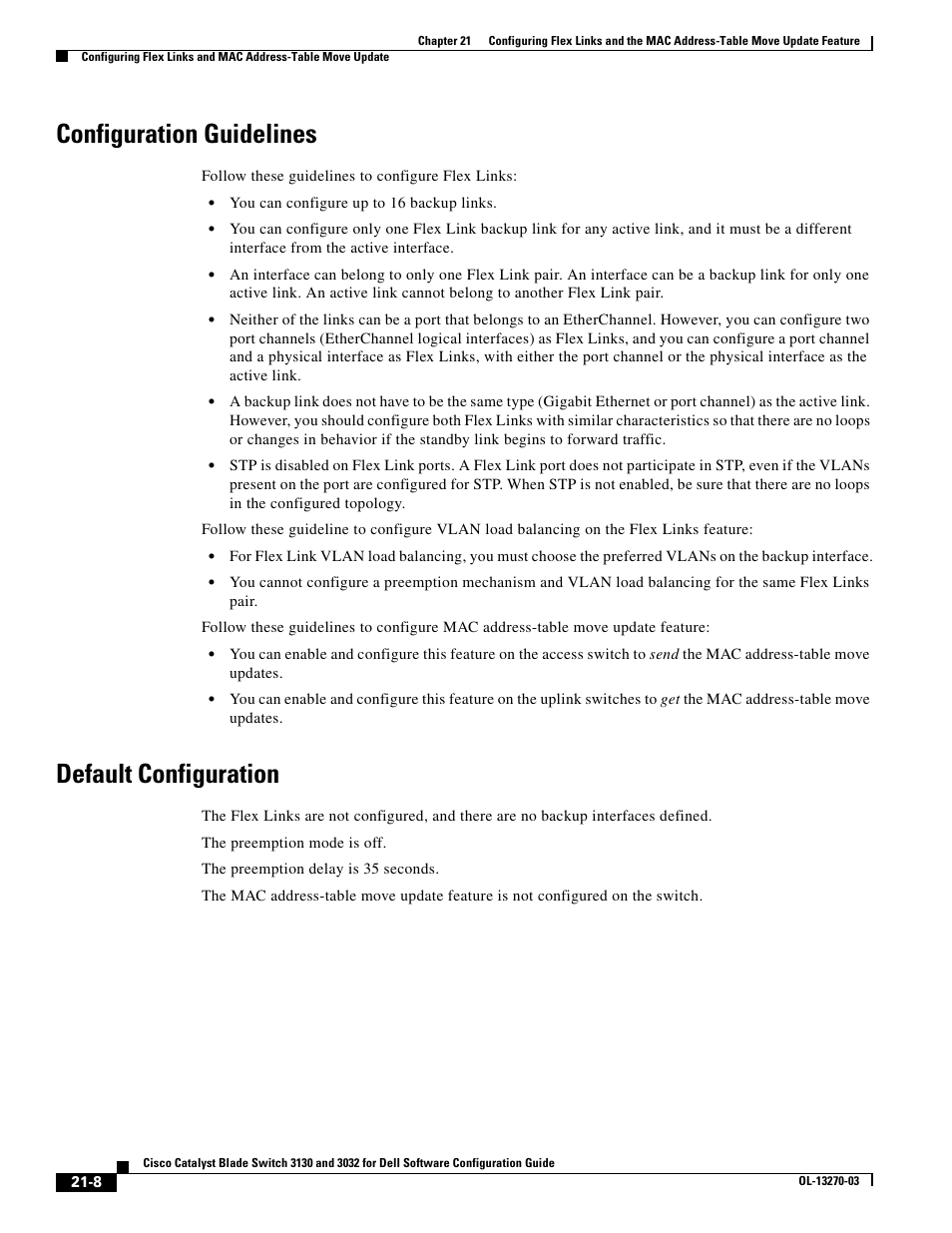 Configuration guidelines, Default configuration | Dell POWEREDGE M1000E User Manual | Page 536 / 1316