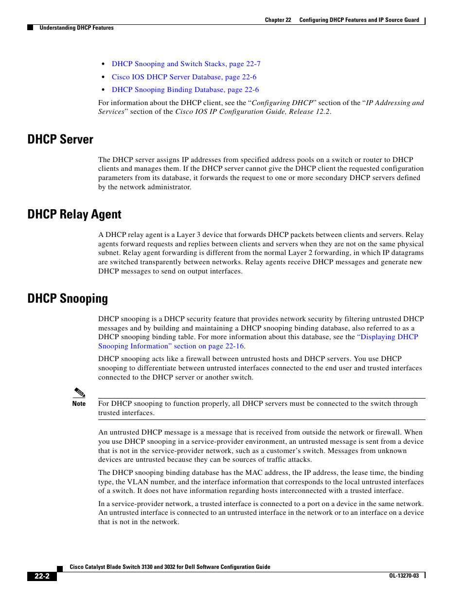 Dhcp server, Dhcp relay agent, Dhcp snooping | Dell POWEREDGE M1000E User Manual | Page 544 / 1316