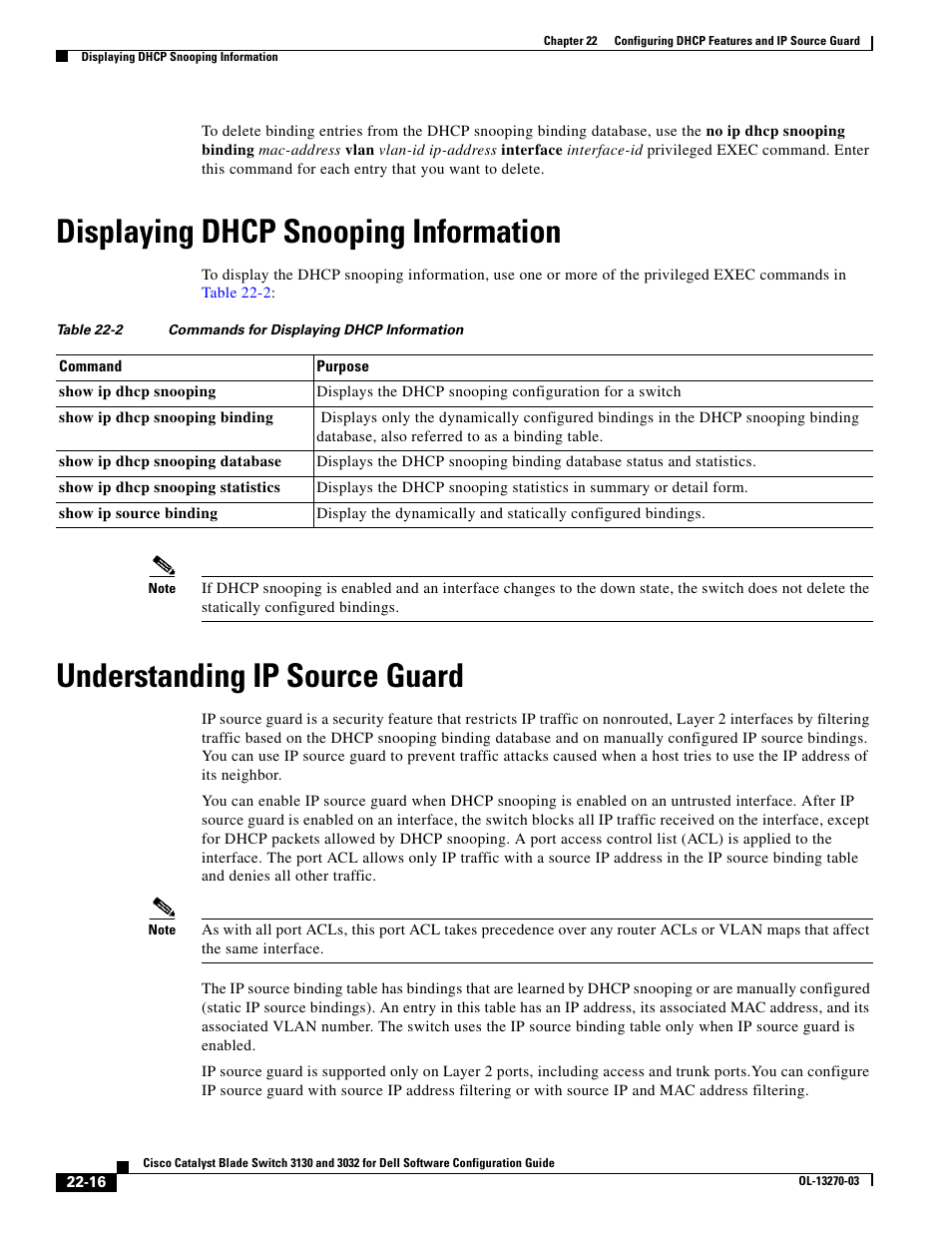 Displaying dhcp snooping information, Understanding ip source guard, Displaying dhcp | Dell POWEREDGE M1000E User Manual | Page 558 / 1316