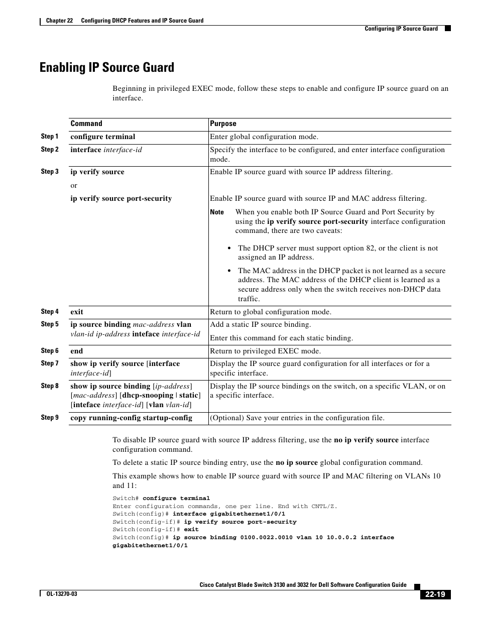 Enabling ip source guard | Dell POWEREDGE M1000E User Manual | Page 561 / 1316