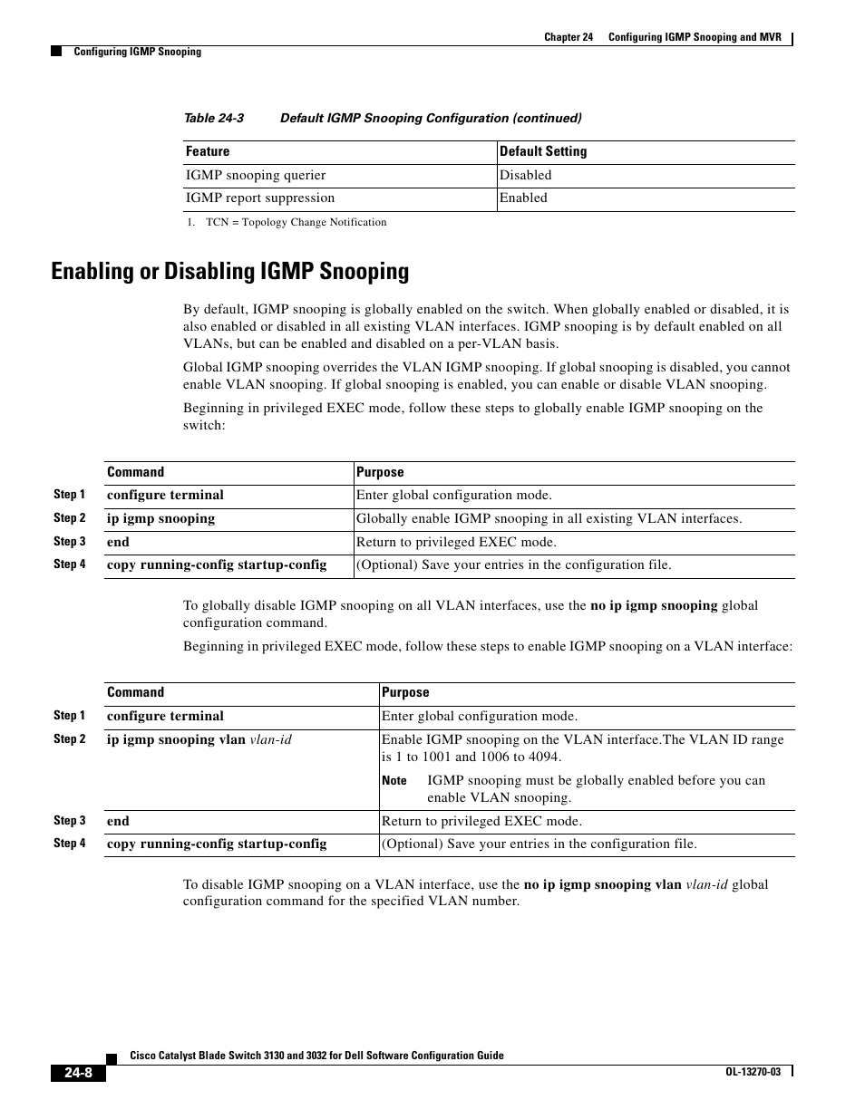 Enabling or disabling igmp snooping | Dell POWEREDGE M1000E User Manual | Page 590 / 1316