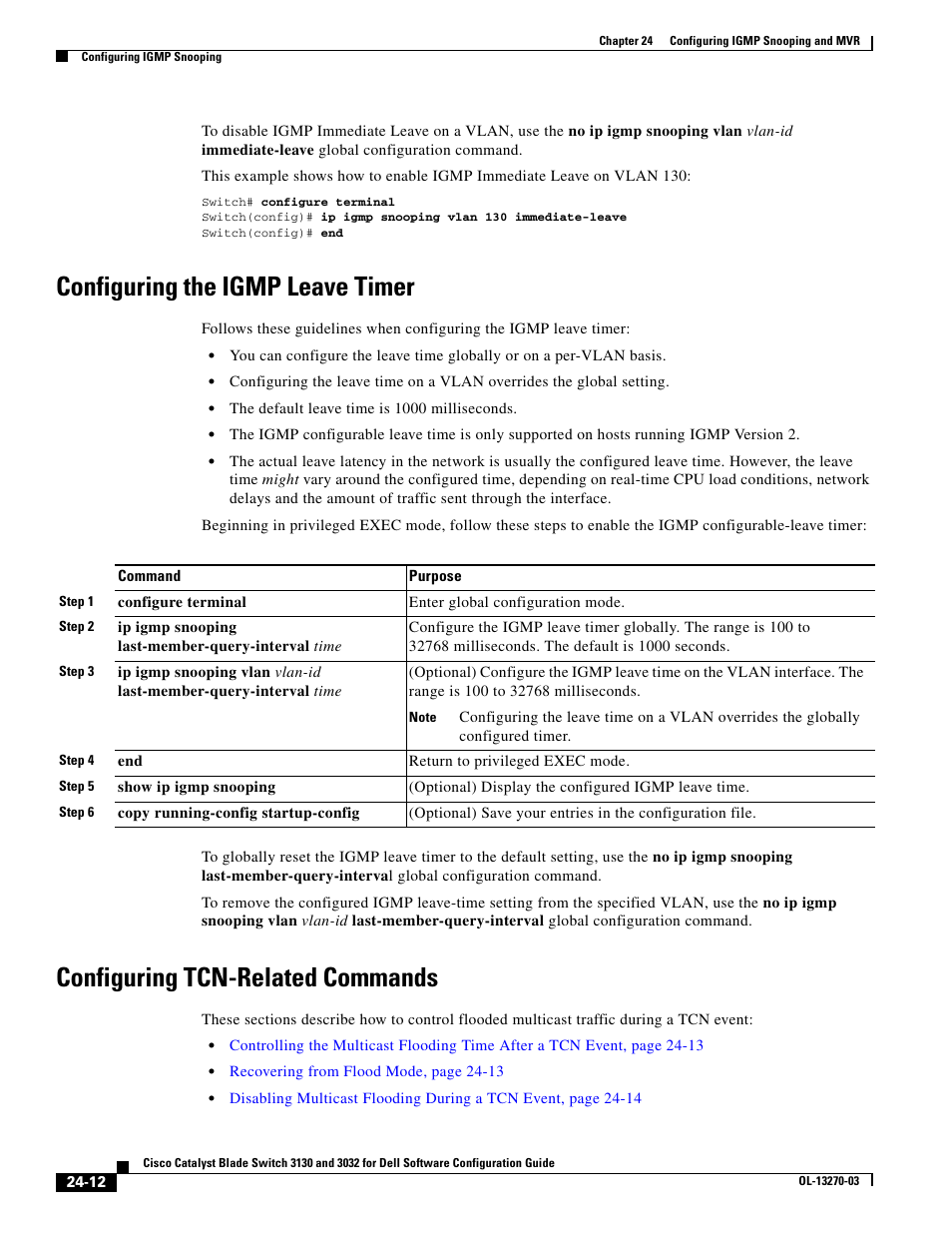 Configuring the igmp leave timer, Configuring tcn-related commands | Dell POWEREDGE M1000E User Manual | Page 594 / 1316