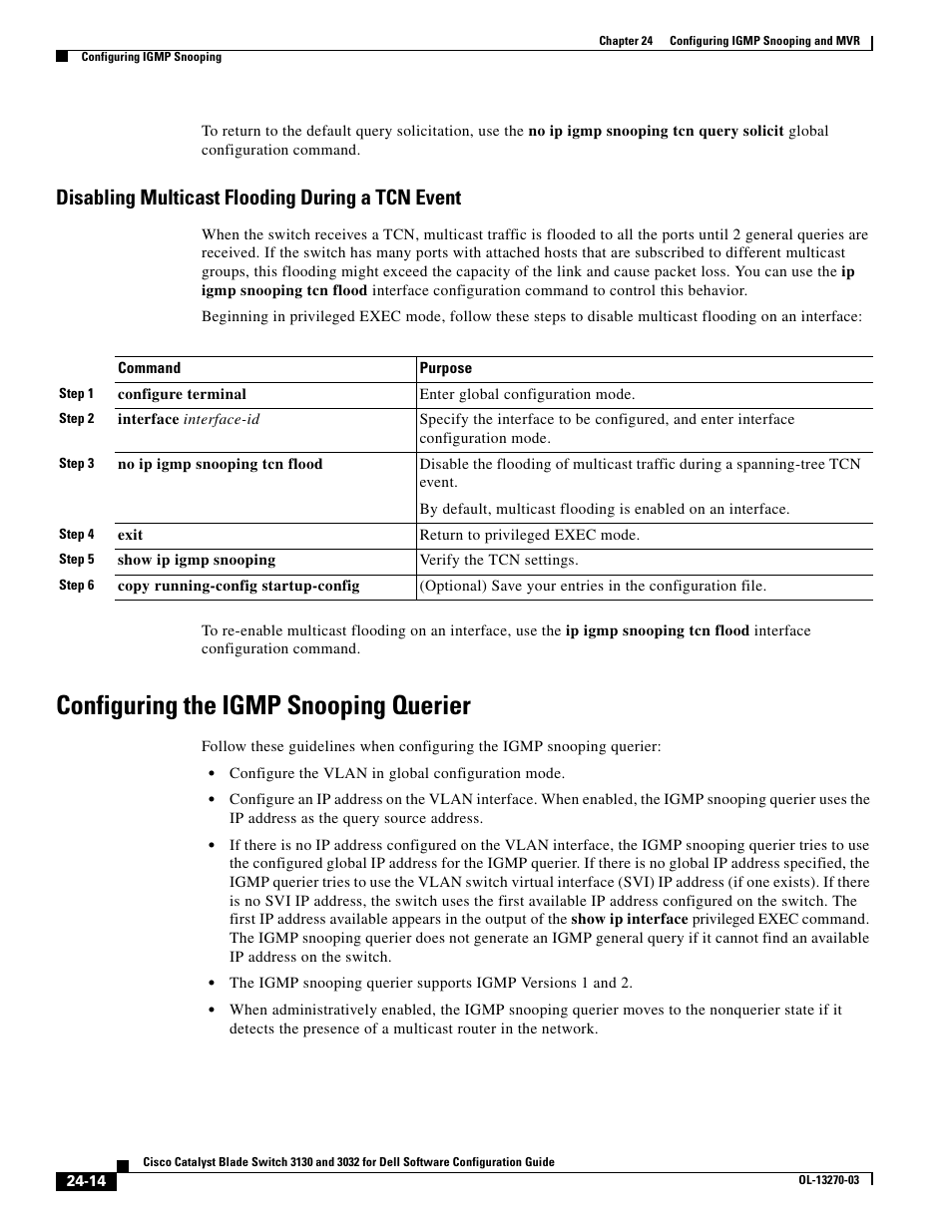 Disabling multicast flooding during a tcn event, Configuring the igmp snooping querier | Dell POWEREDGE M1000E User Manual | Page 596 / 1316