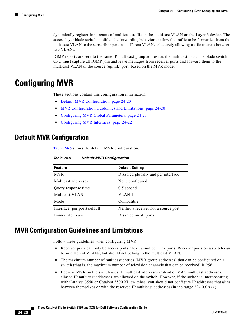 Configuring mvr, Default mvr configuration, Mvr configuration guidelines and limitations | Dell POWEREDGE M1000E User Manual | Page 602 / 1316