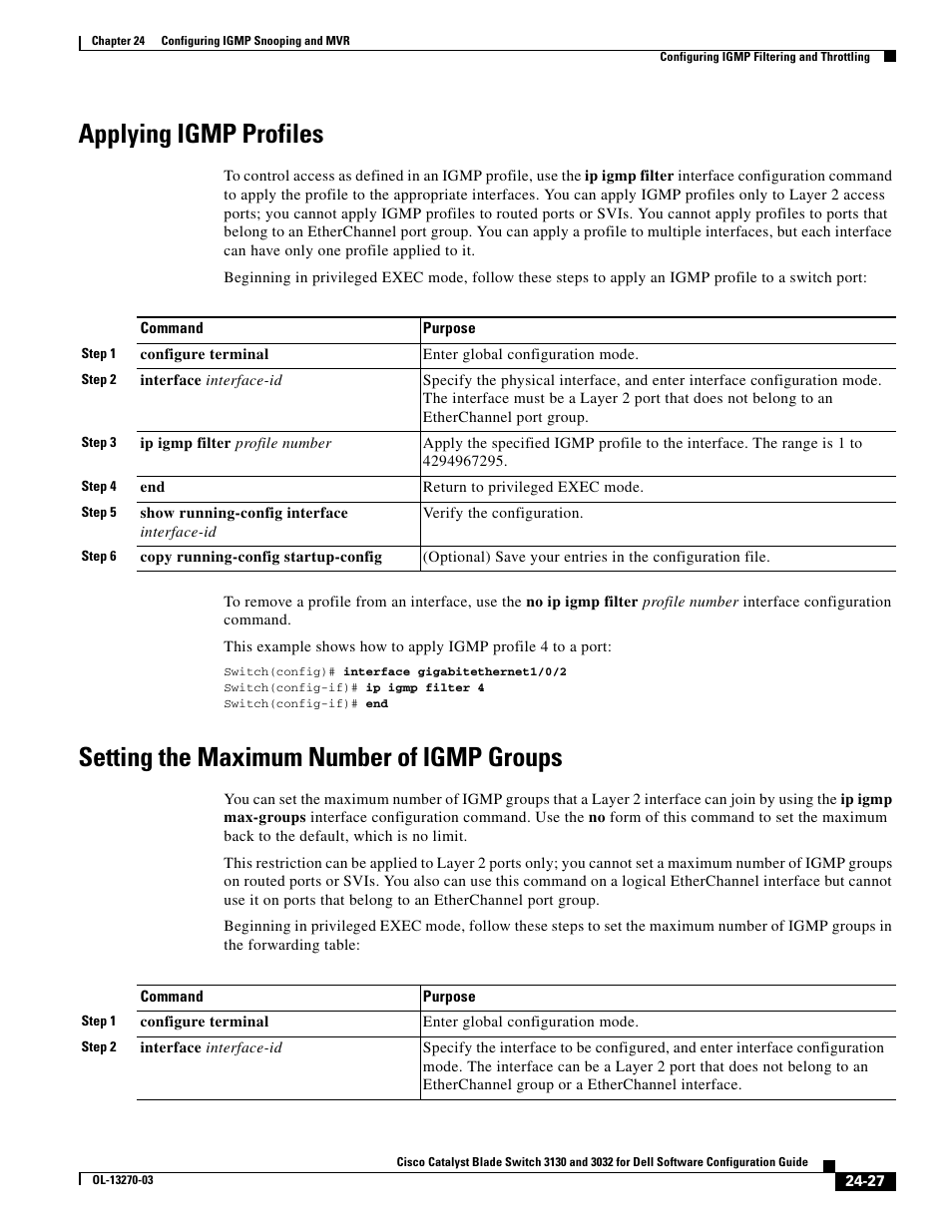 Applying igmp profiles, Setting the maximum number of igmp groups | Dell POWEREDGE M1000E User Manual | Page 609 / 1316