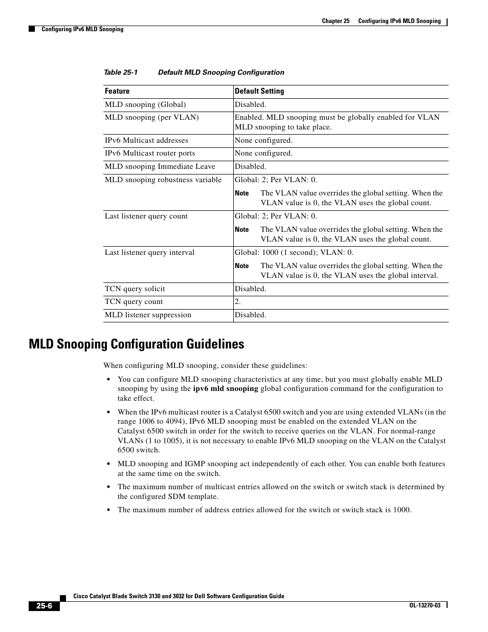 Mld snooping configuration guidelines, Table 25-1 | Dell POWEREDGE M1000E User Manual | Page 618 / 1316