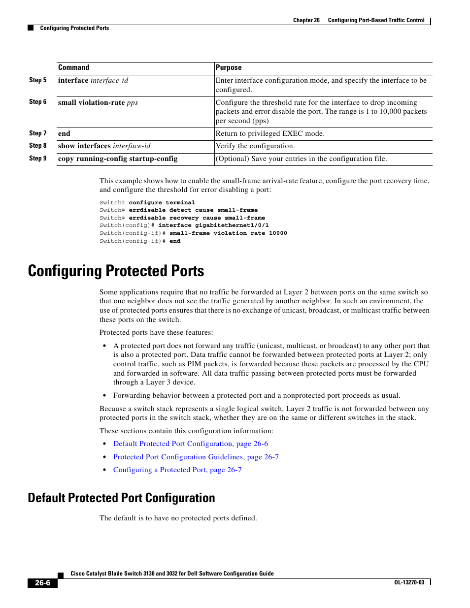 Configuring protected ports, Default protected port configuration, Configuring protected | Dell POWEREDGE M1000E User Manual | Page 630 / 1316