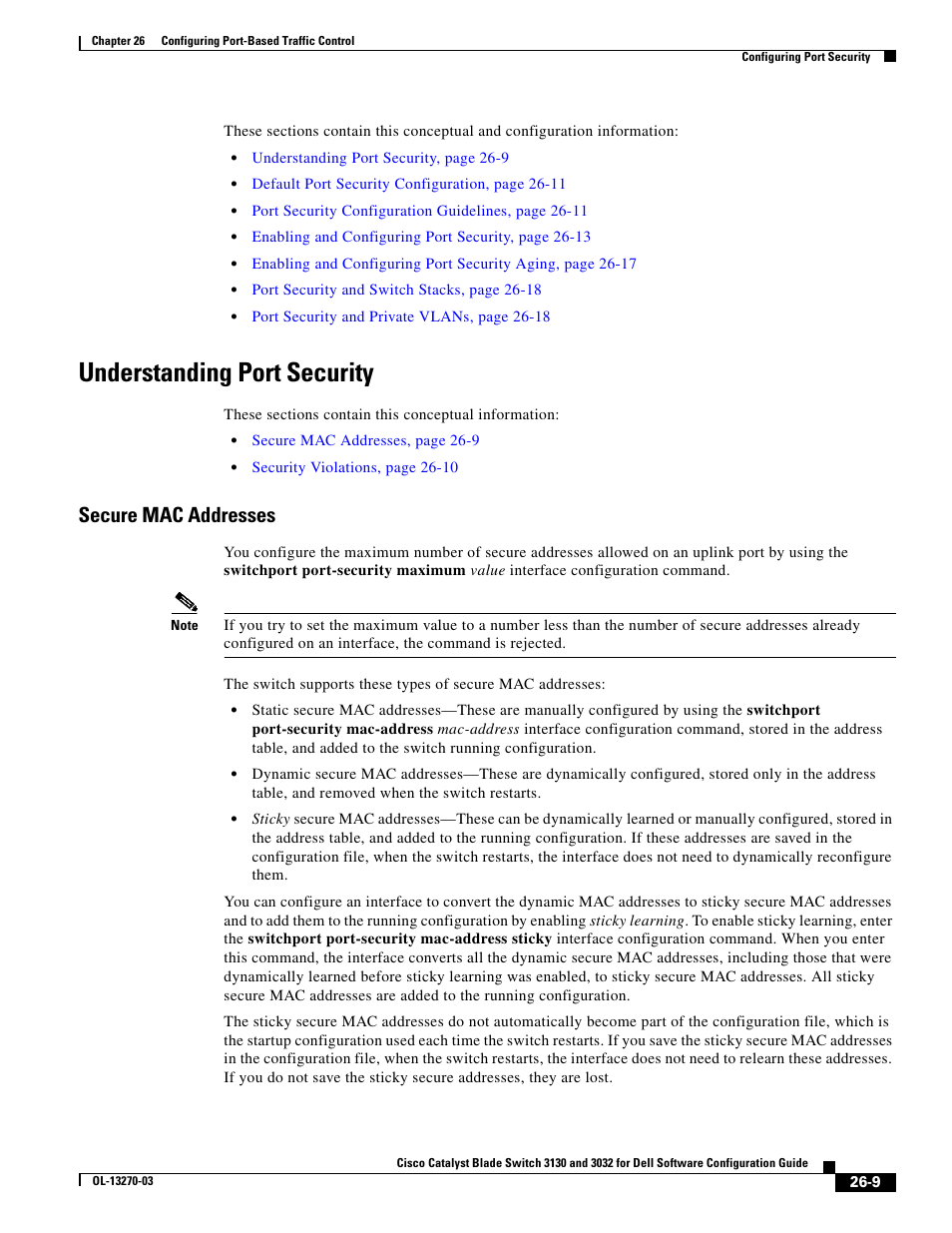 Understanding port security, Secure mac addresses | Dell POWEREDGE M1000E User Manual | Page 633 / 1316