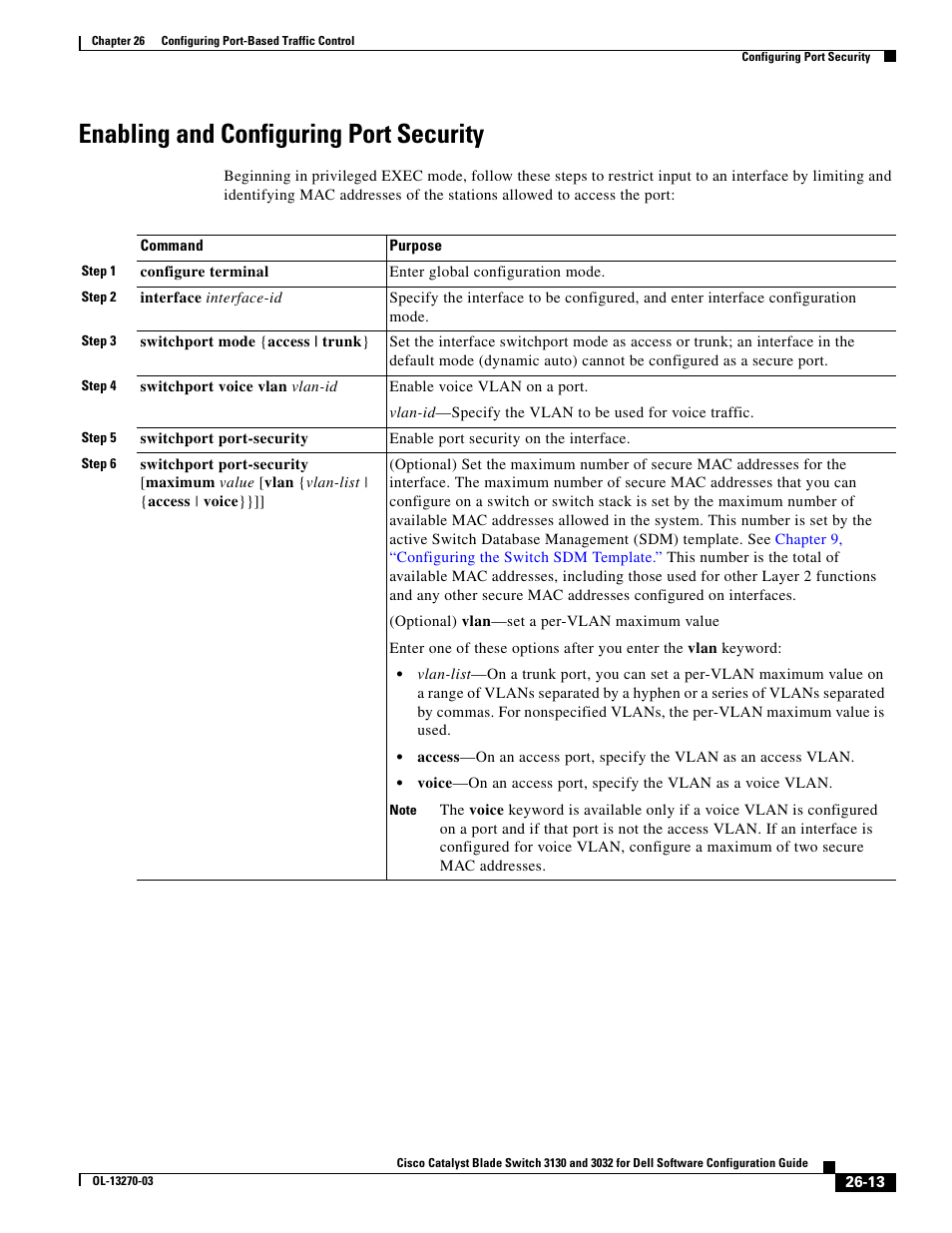 Enabling and configuring port security | Dell POWEREDGE M1000E User Manual | Page 637 / 1316