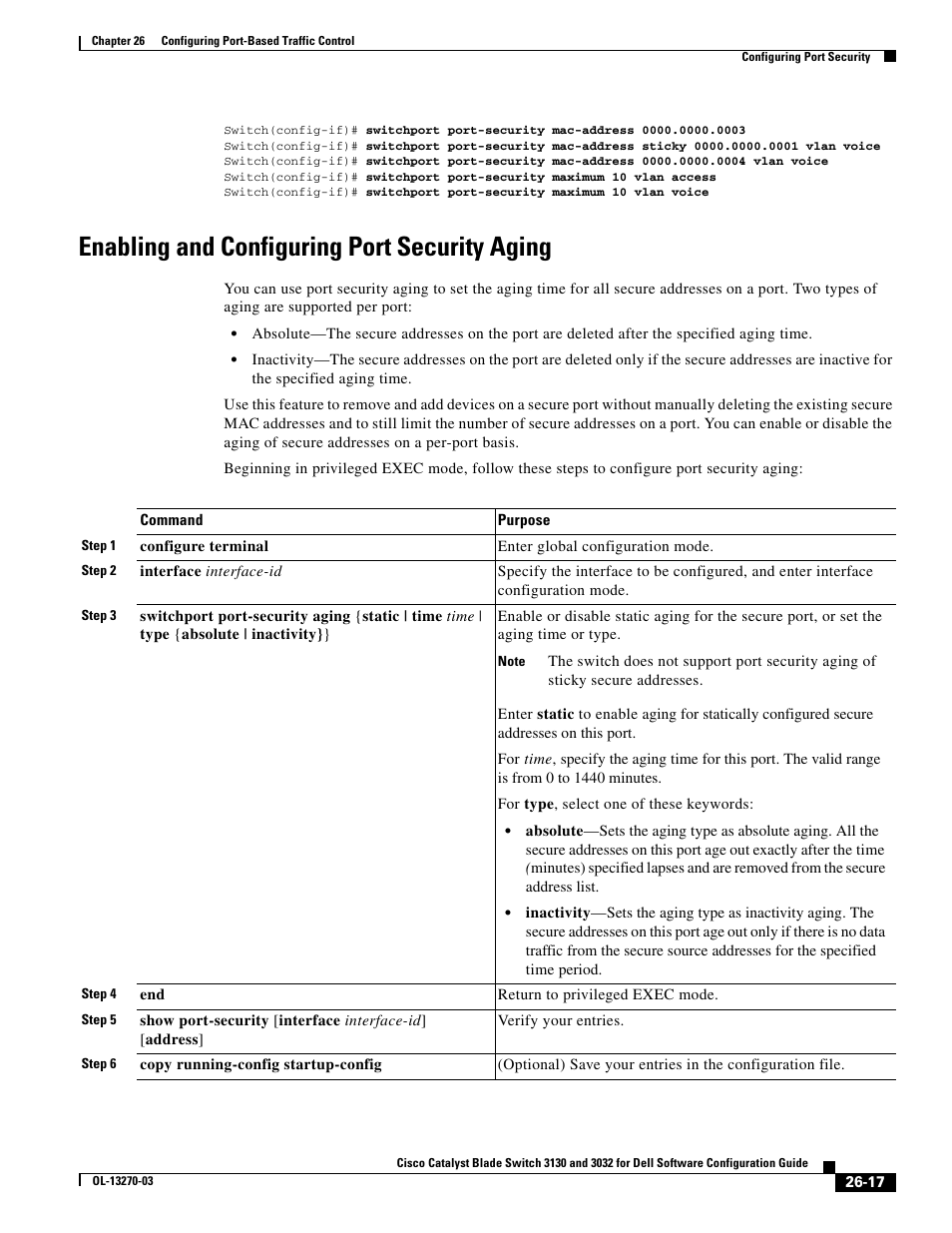 Enabling and configuring port security aging | Dell POWEREDGE M1000E User Manual | Page 641 / 1316