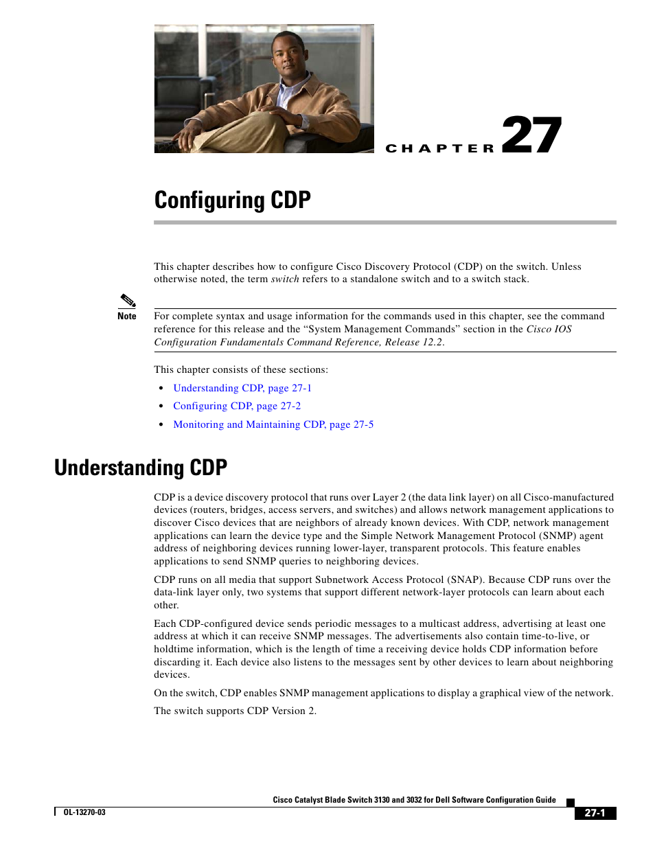 Configuring cdp, Understanding cdp, C h a p t e r | Chapter 27, “configuring cdp | Dell POWEREDGE M1000E User Manual | Page 645 / 1316