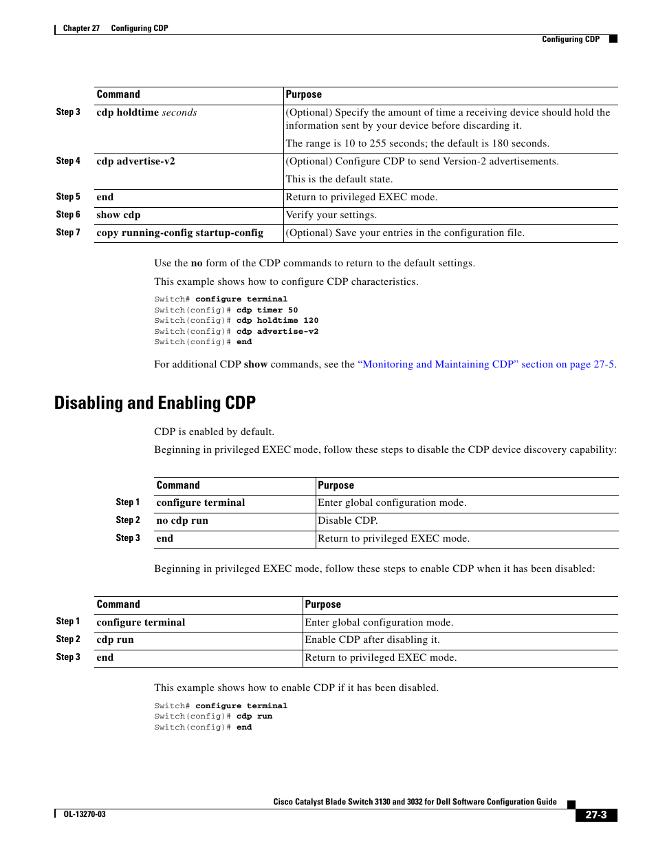 Disabling and enabling cdp | Dell POWEREDGE M1000E User Manual | Page 647 / 1316