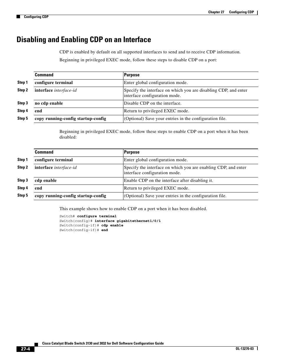 Disabling and enabling cdp on an interface | Dell POWEREDGE M1000E User Manual | Page 648 / 1316