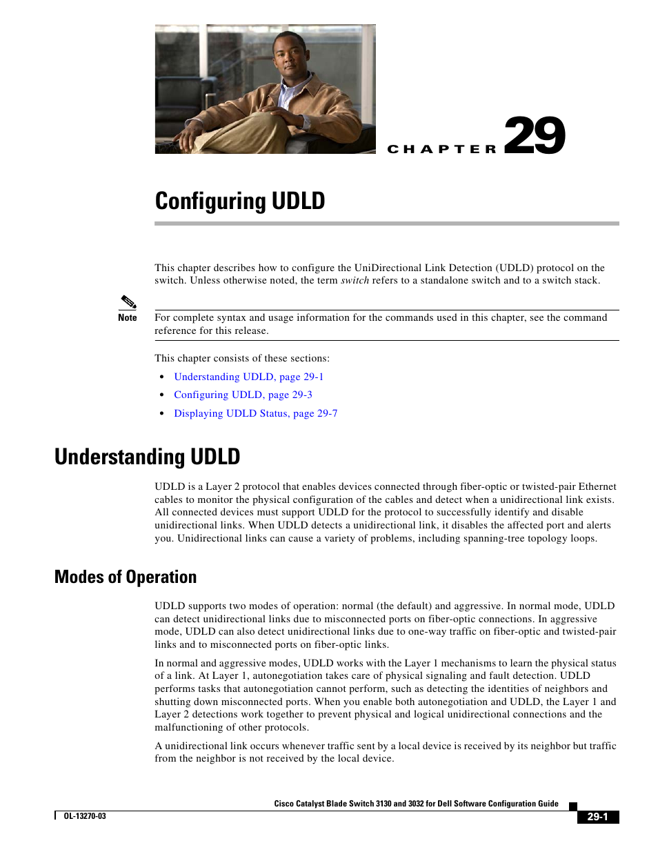 Configuring udld, Understanding udld, Modes of operation | C h a p t e r, Ion, see, Chapter 29, “configuring udld | Dell POWEREDGE M1000E User Manual | Page 663 / 1316