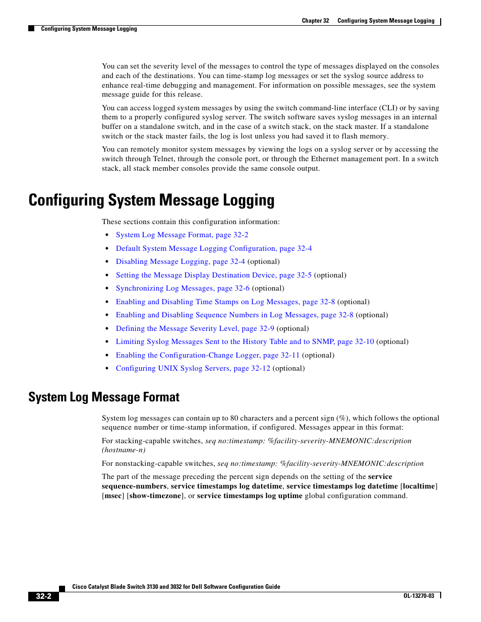 Configuring system message logging, System log message format | Dell POWEREDGE M1000E User Manual | Page 706 / 1316