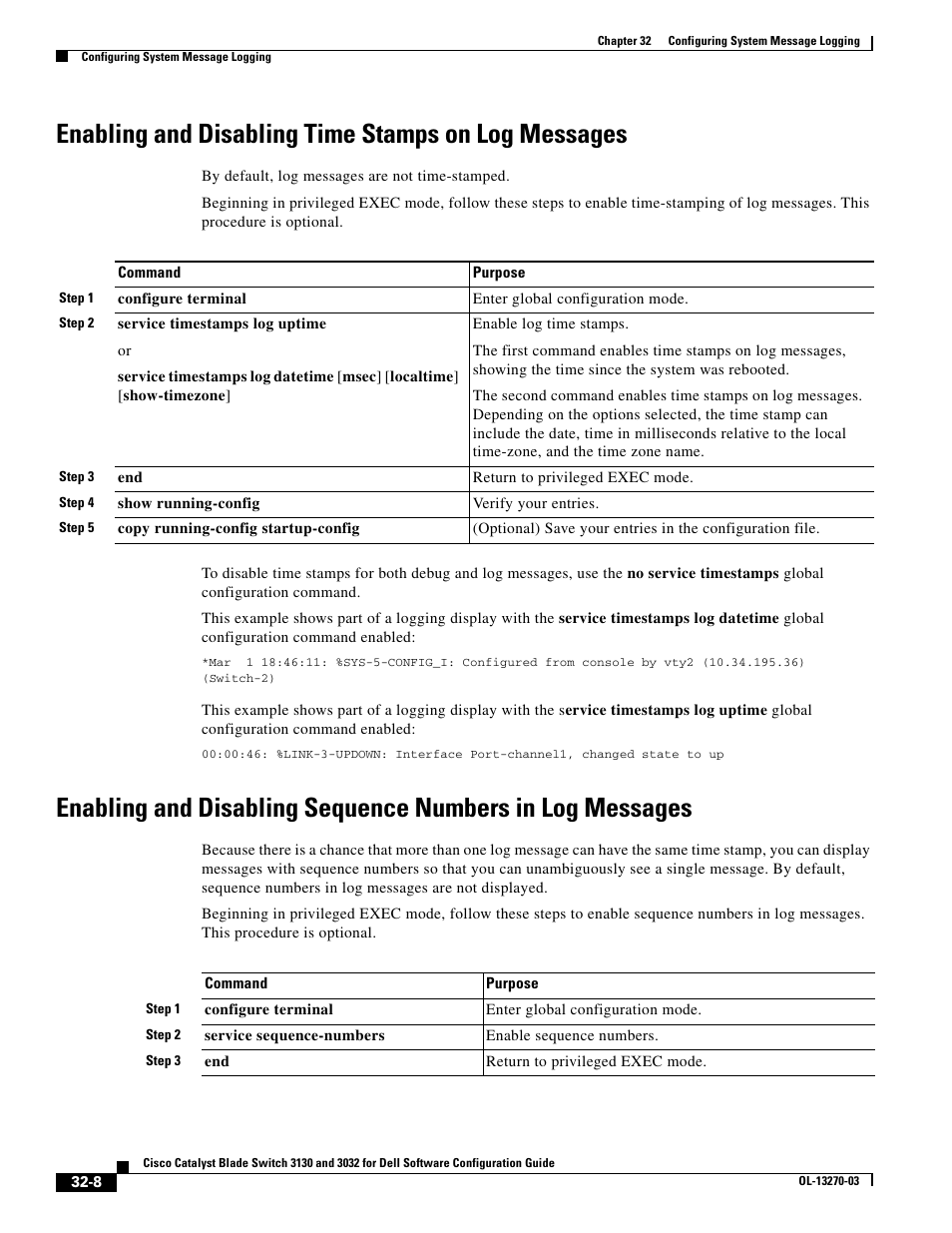 Enabling and disabling time stamps on log messages | Dell POWEREDGE M1000E User Manual | Page 712 / 1316